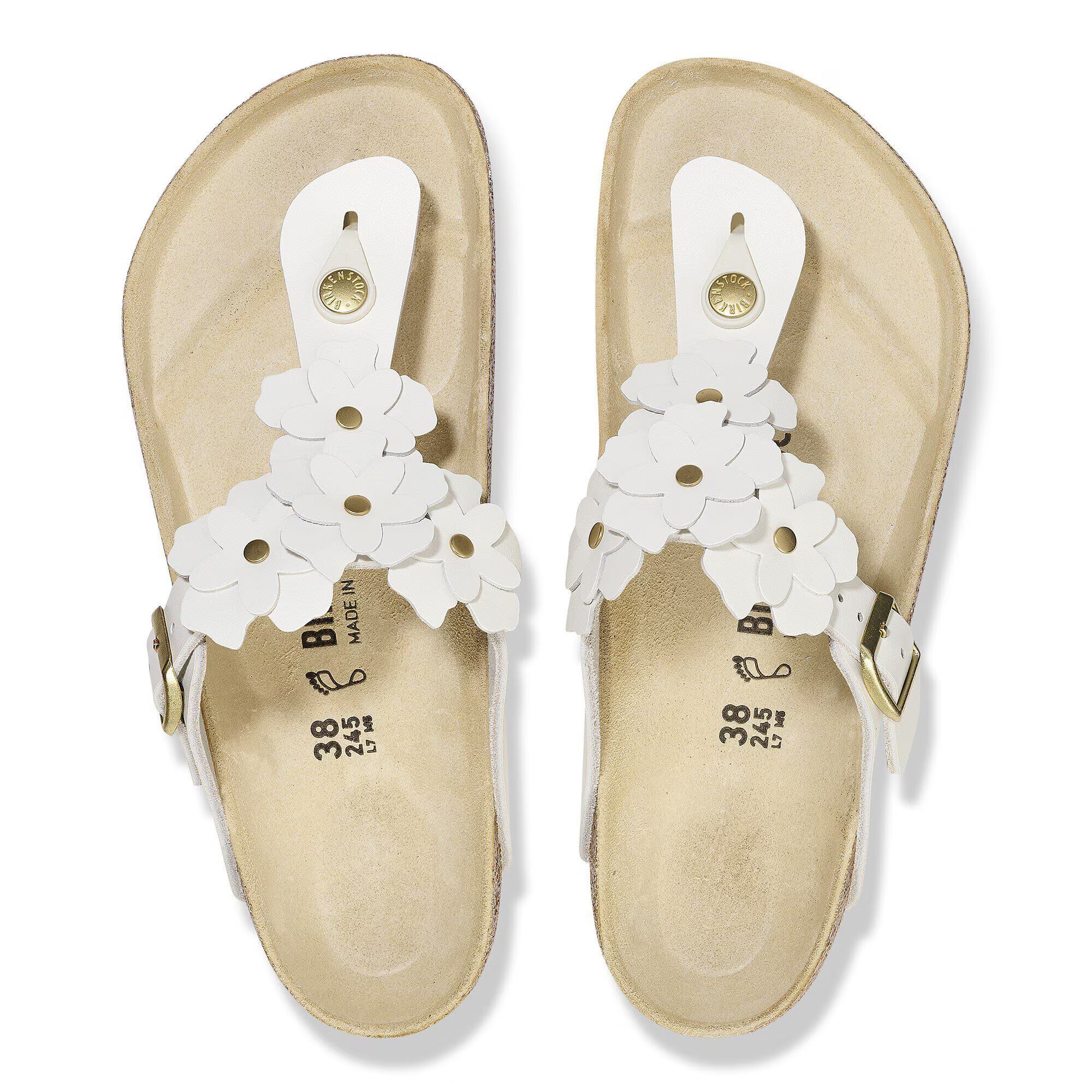 Gizeh Flower Embellishment Natural Leather