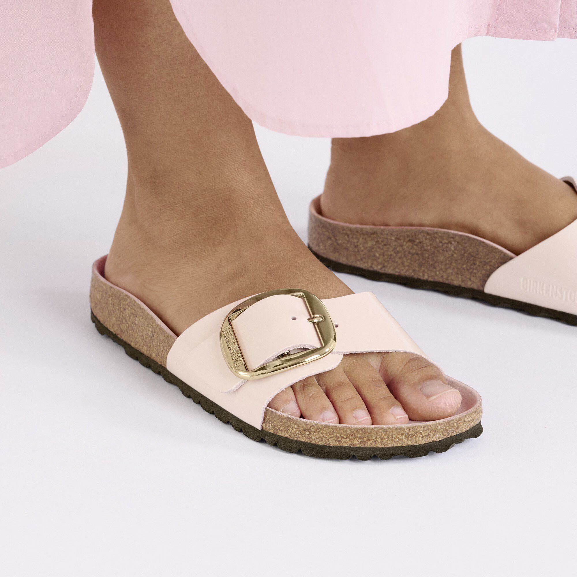 Madrid Big Buckle Natural Leather Patent